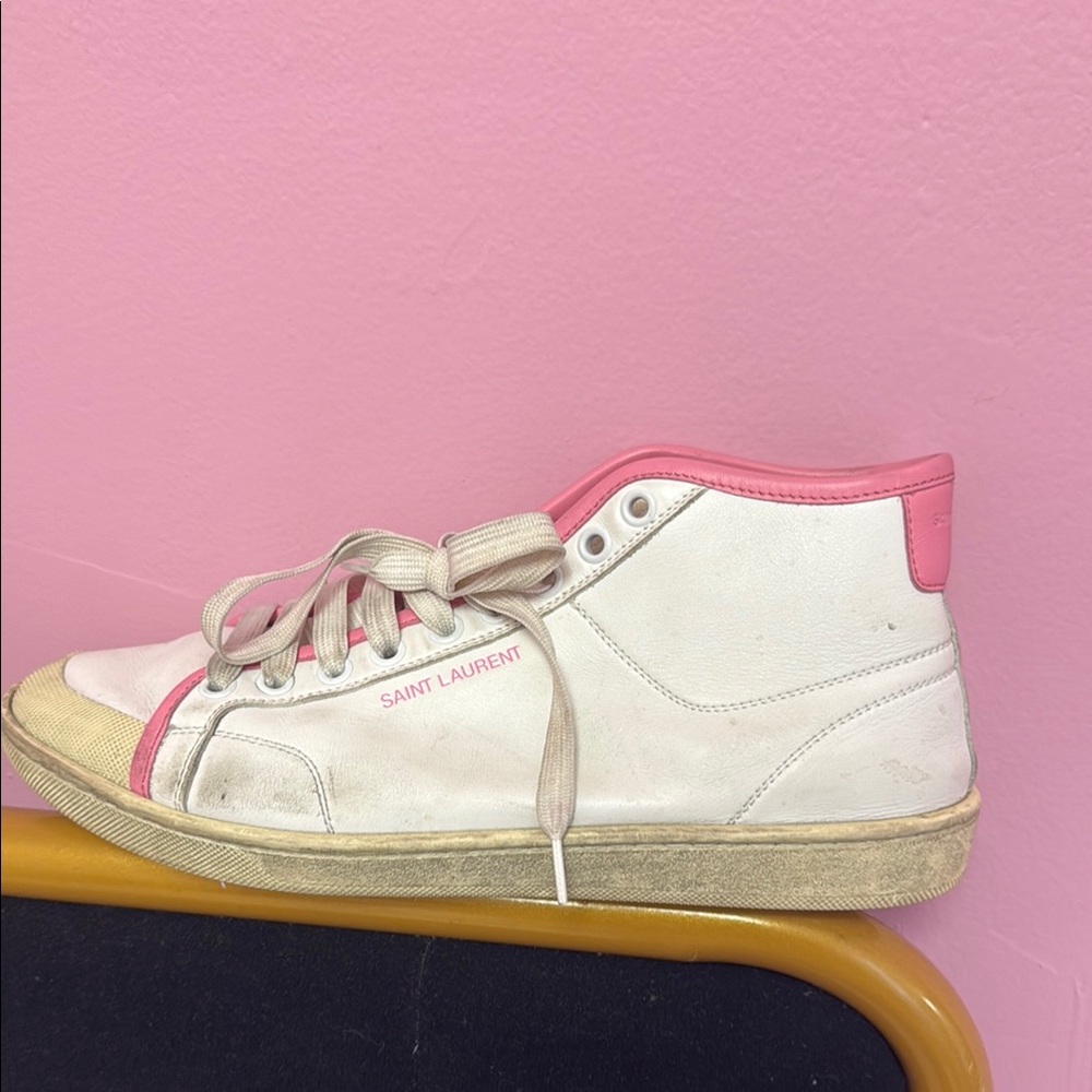 Saint Laurent White and Pink High-Tops - Picture 7 of 8
